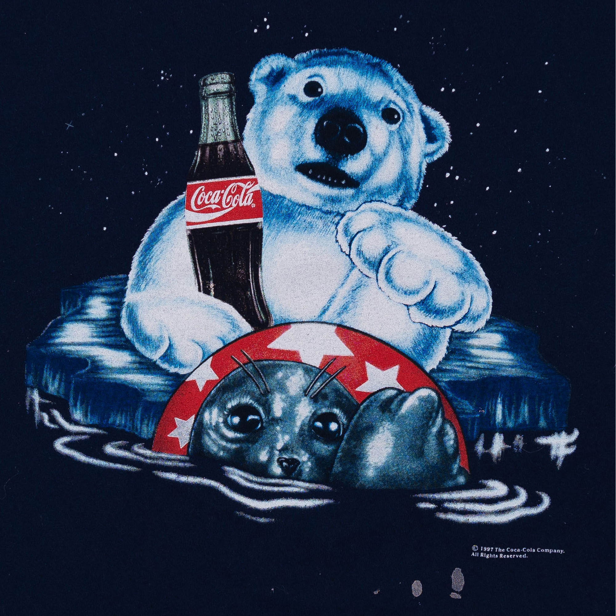 Coca Cola Polar Bear & Seal 1997 Tee Navy-PLUS