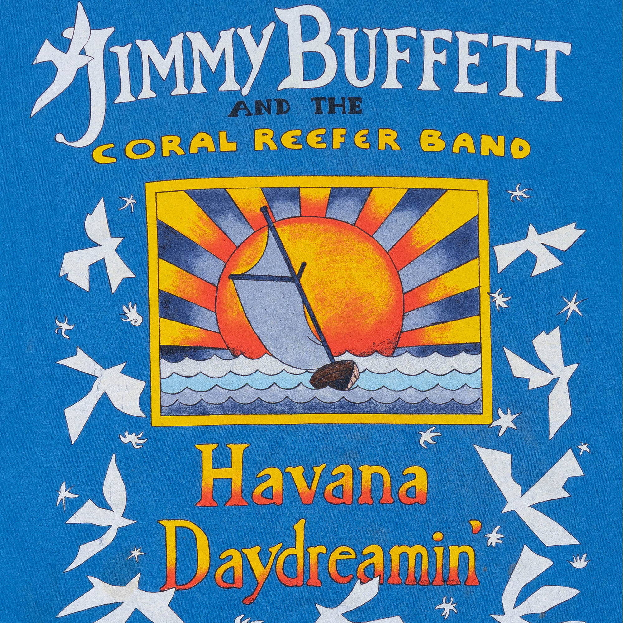 Jimmy Buffett & The Coral Reefer Band Havana Daydreamin' Tour 1998 Tee Blue-PLUS