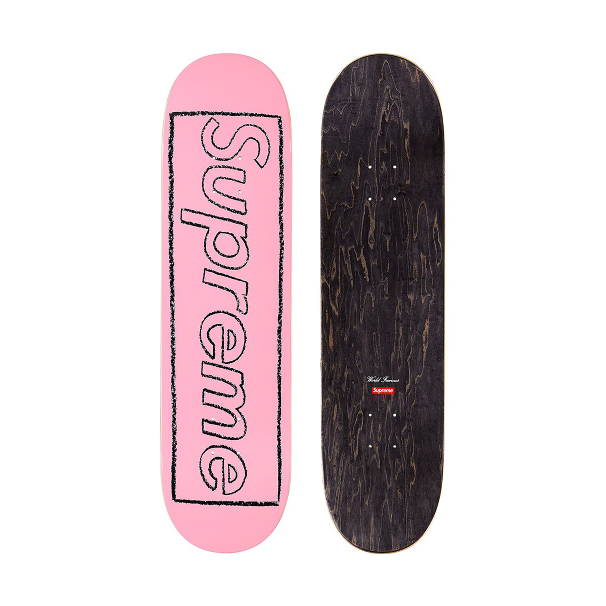 Supreme KAWS Chalk Logo Skateboard Deck Pink-PLUS