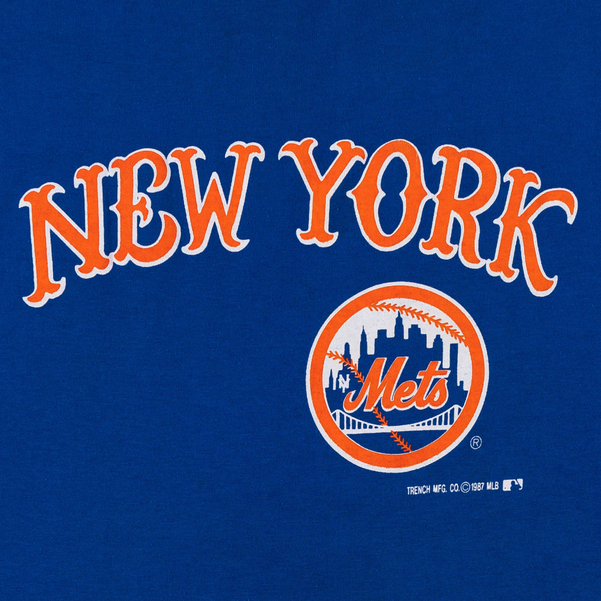 New York Mets Logo Spellout 1987 MLB Tee Blue-PLUS