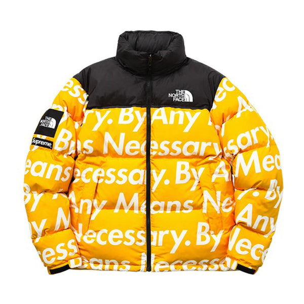 Blue and yellow north face supreme jacket best sale