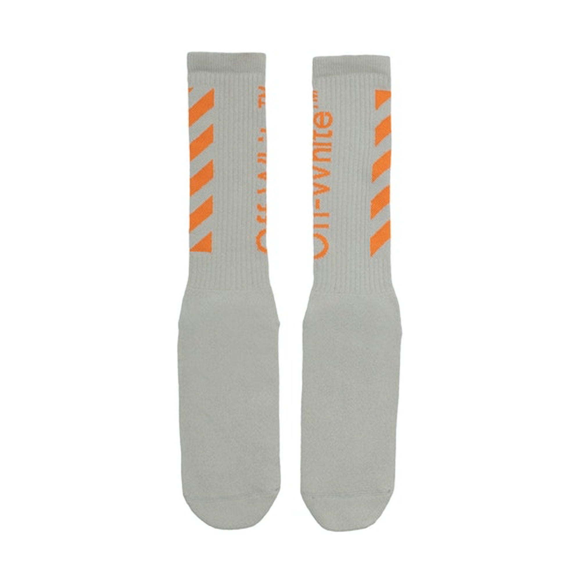 OFF-WHITE Diag Mid Socks Light Grey/Orange-PLUS