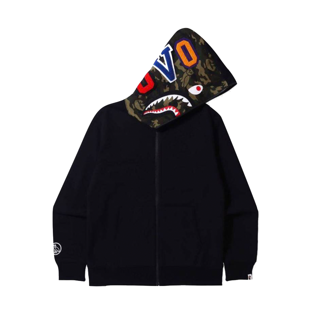 Cheap Alanmon Jordan Outlet long sleeved chenille shirt Zip Hoodie Black OVO x BAPE Camo Shark Reversible Full