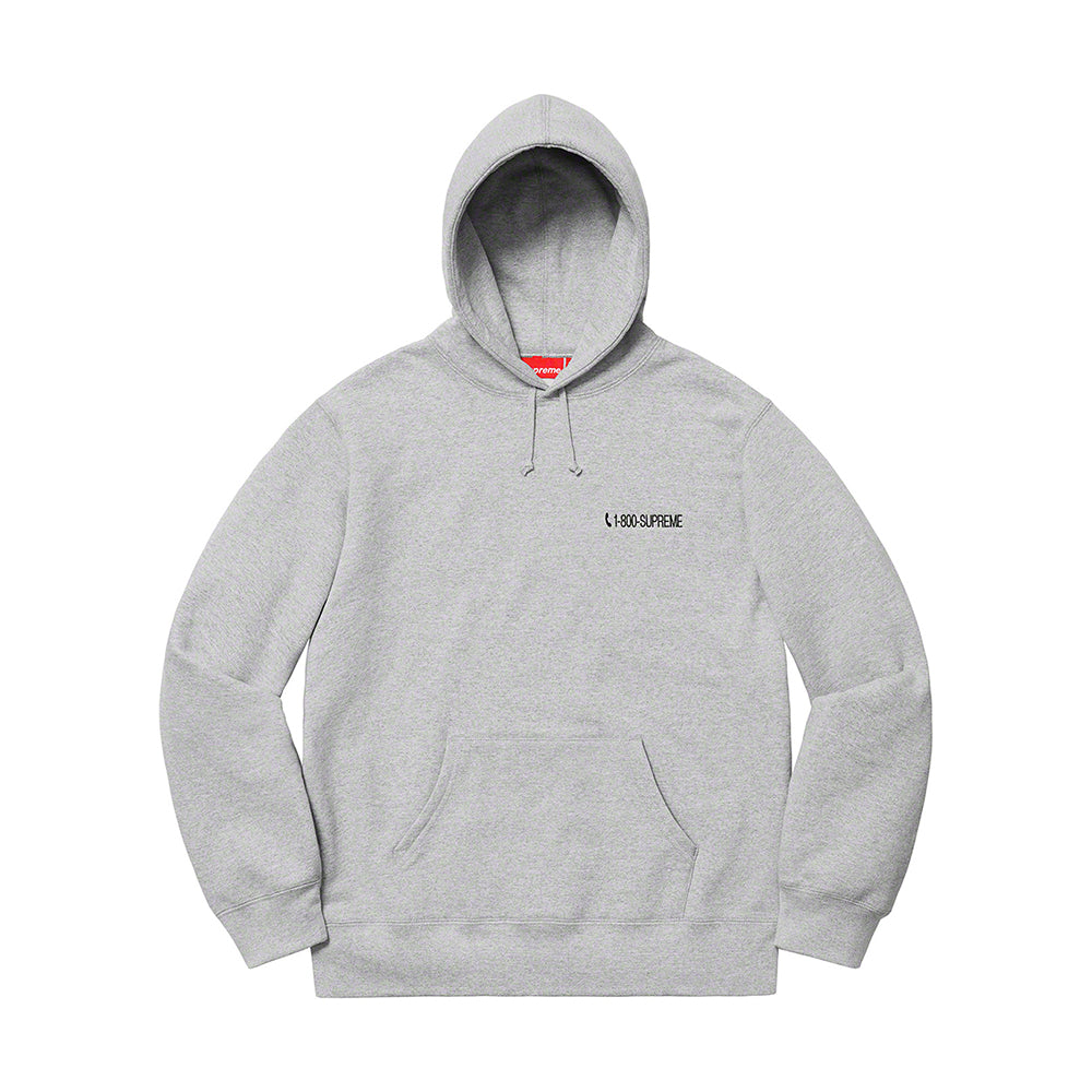 Supreme 1-800 Hooded Sweatshirt Heather Grey-PLUS