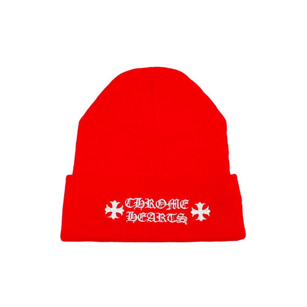 Chrome Hearts Embroidered Logo Beanie Red-PLUS