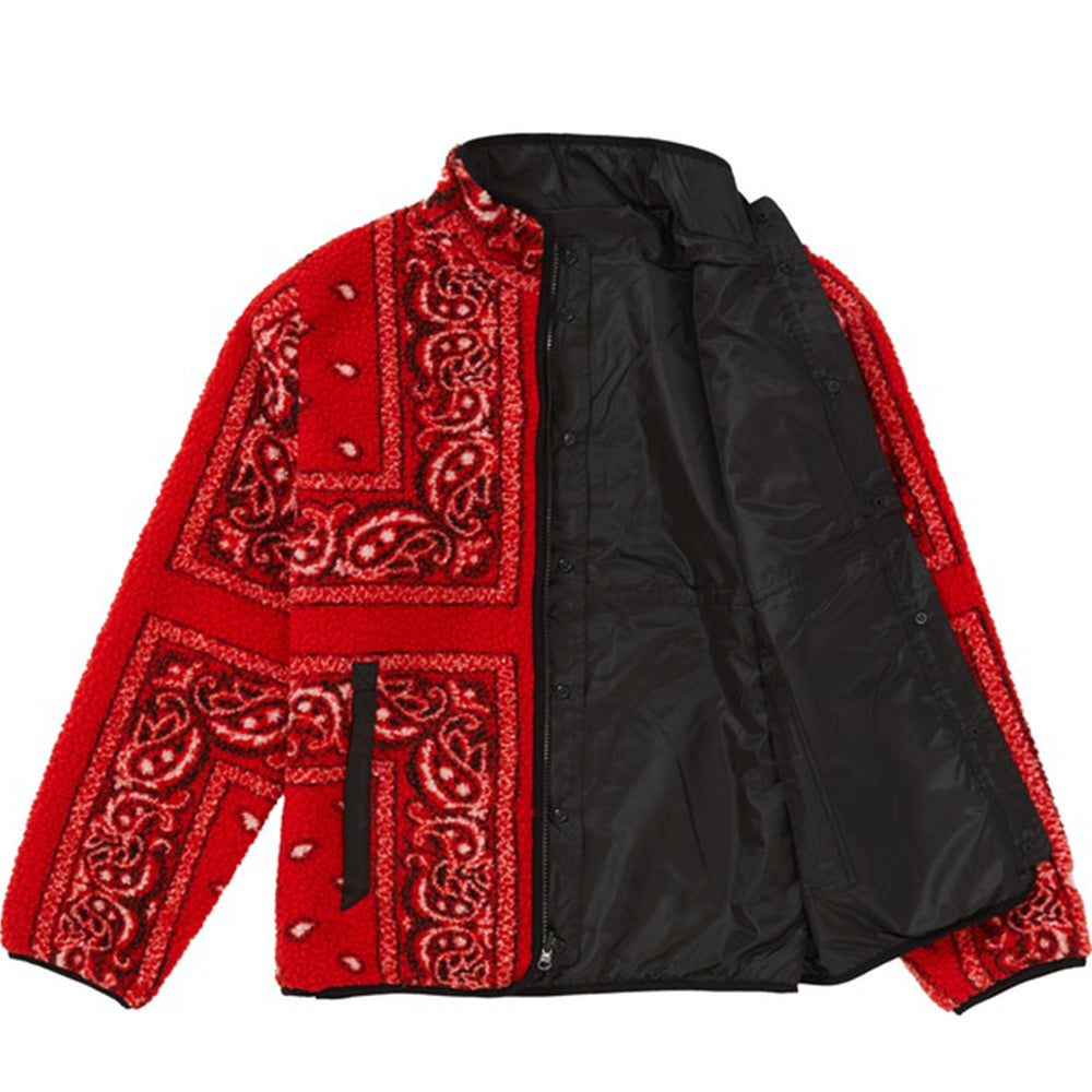 Supreme Reversible Bandana Fleece Jacket Red-PLUS