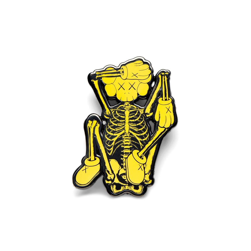KAWS Skeleton Pin Yellow-PLUS