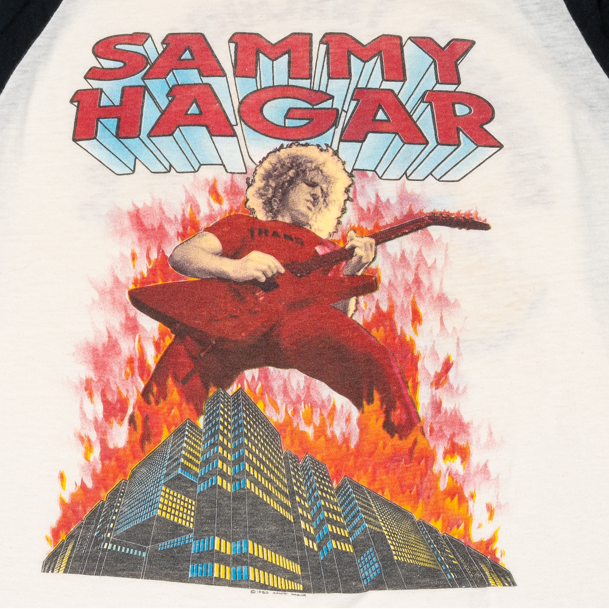 Sammy Hagar Burning Through Texas 80s L/S Tee White-PLUS