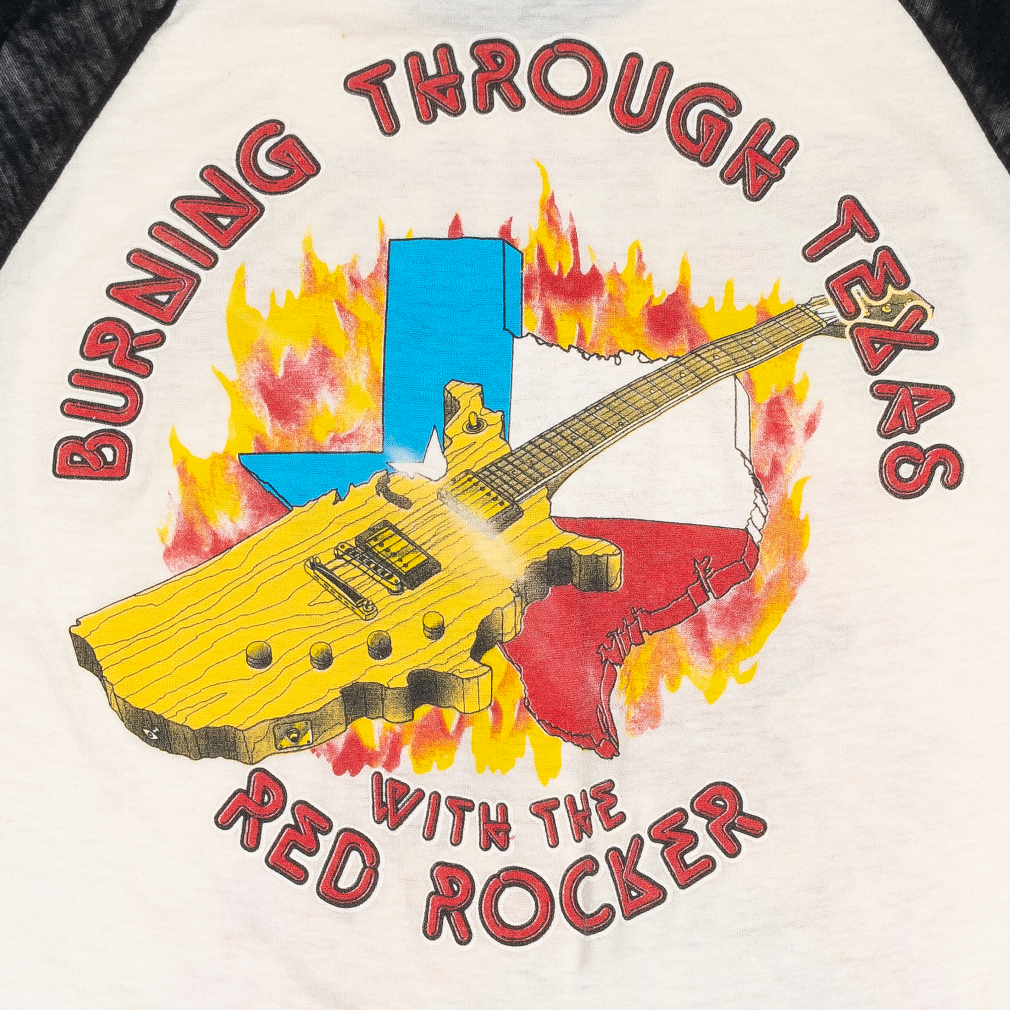 Sammy Hagar Burning Through Texas 80s L/S Tee White-PLUS