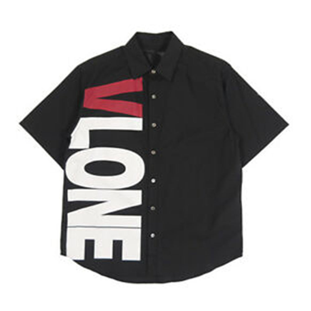VLONE Logo Button Up Shirt Black-PLUS