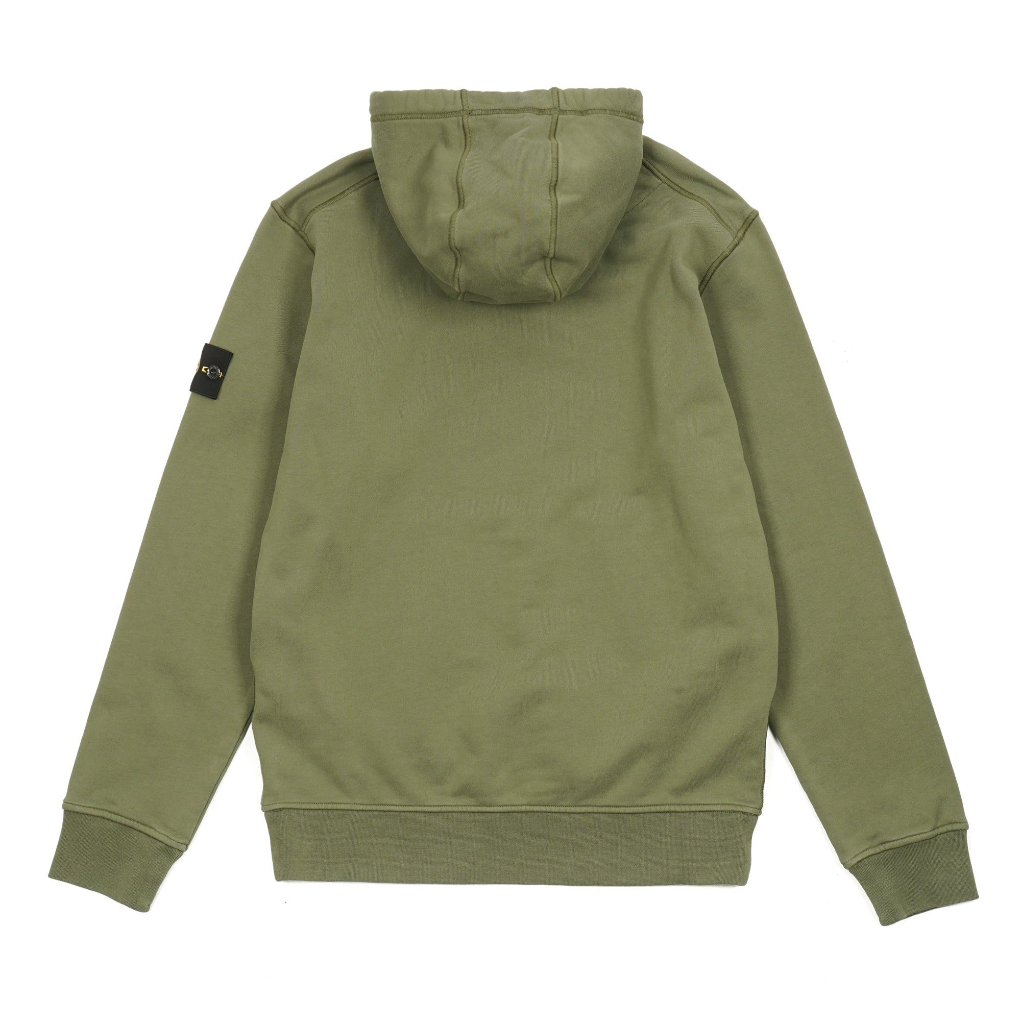 Stone Island Cotton Fleece Hooded Sweatshirt Olive Green-PLUS