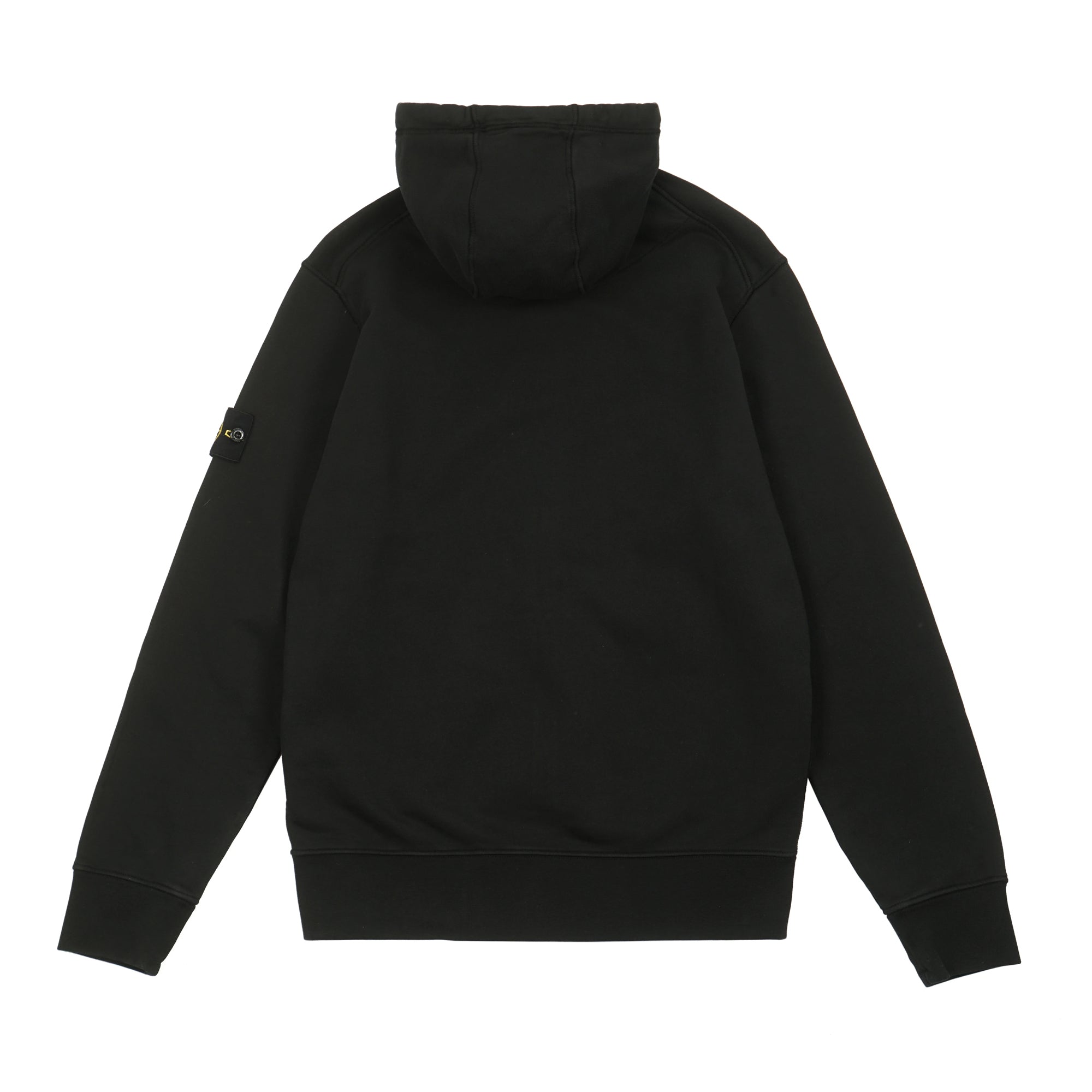 Stone Island Cotton Fleece Zippered Hooded Sweatshirt Black-PLUS