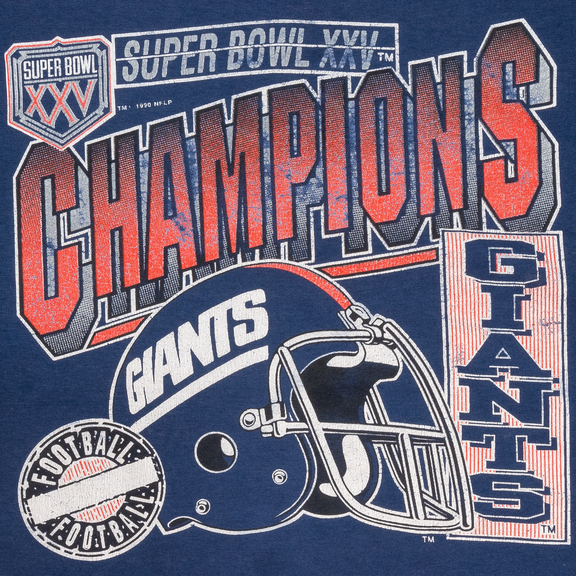 New York Giants Super Bowl XXV Champs 1990 NFL Tee Navy-PLUS