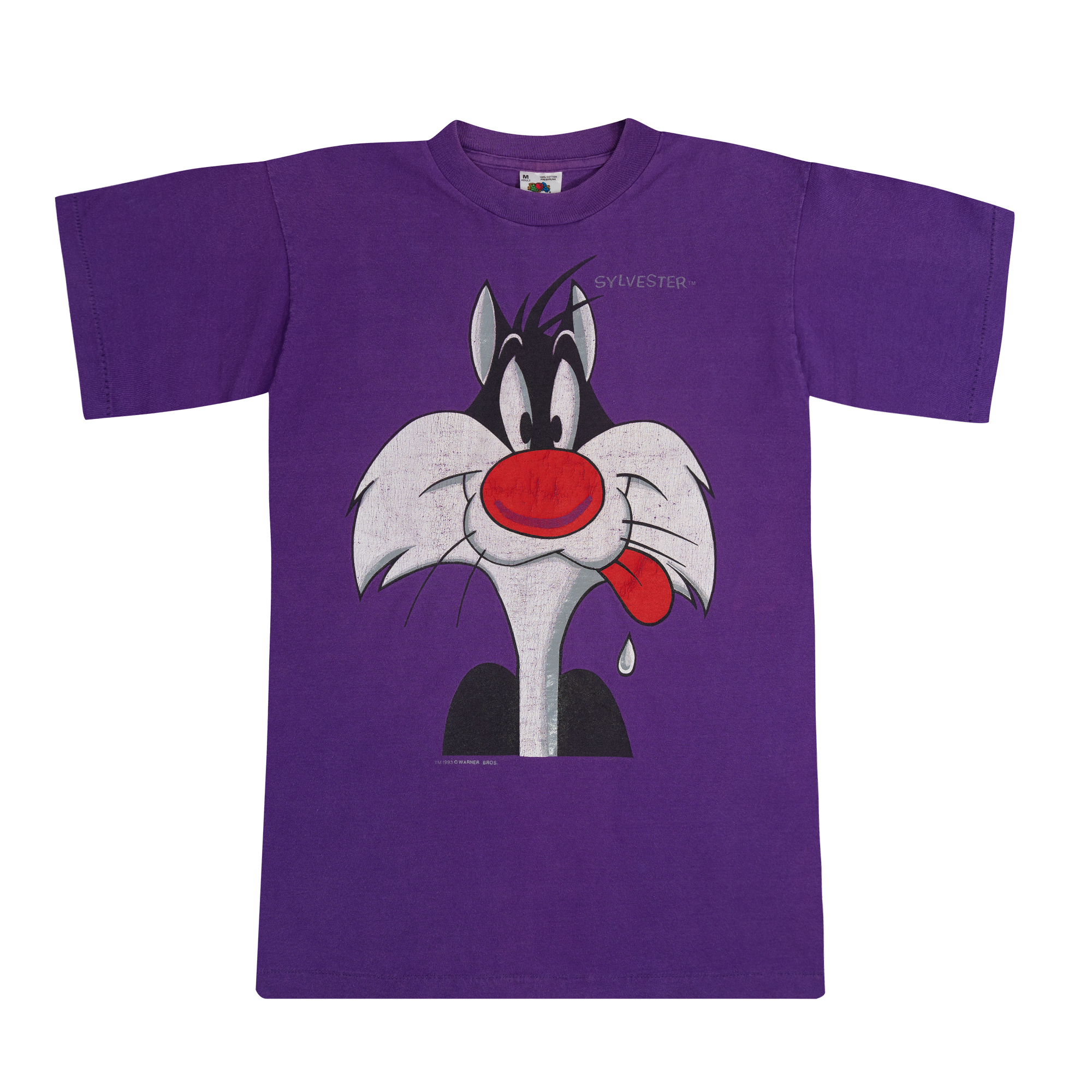 Sylvester Big Face Looney Tunes 1993 Tee Purple-PLUS