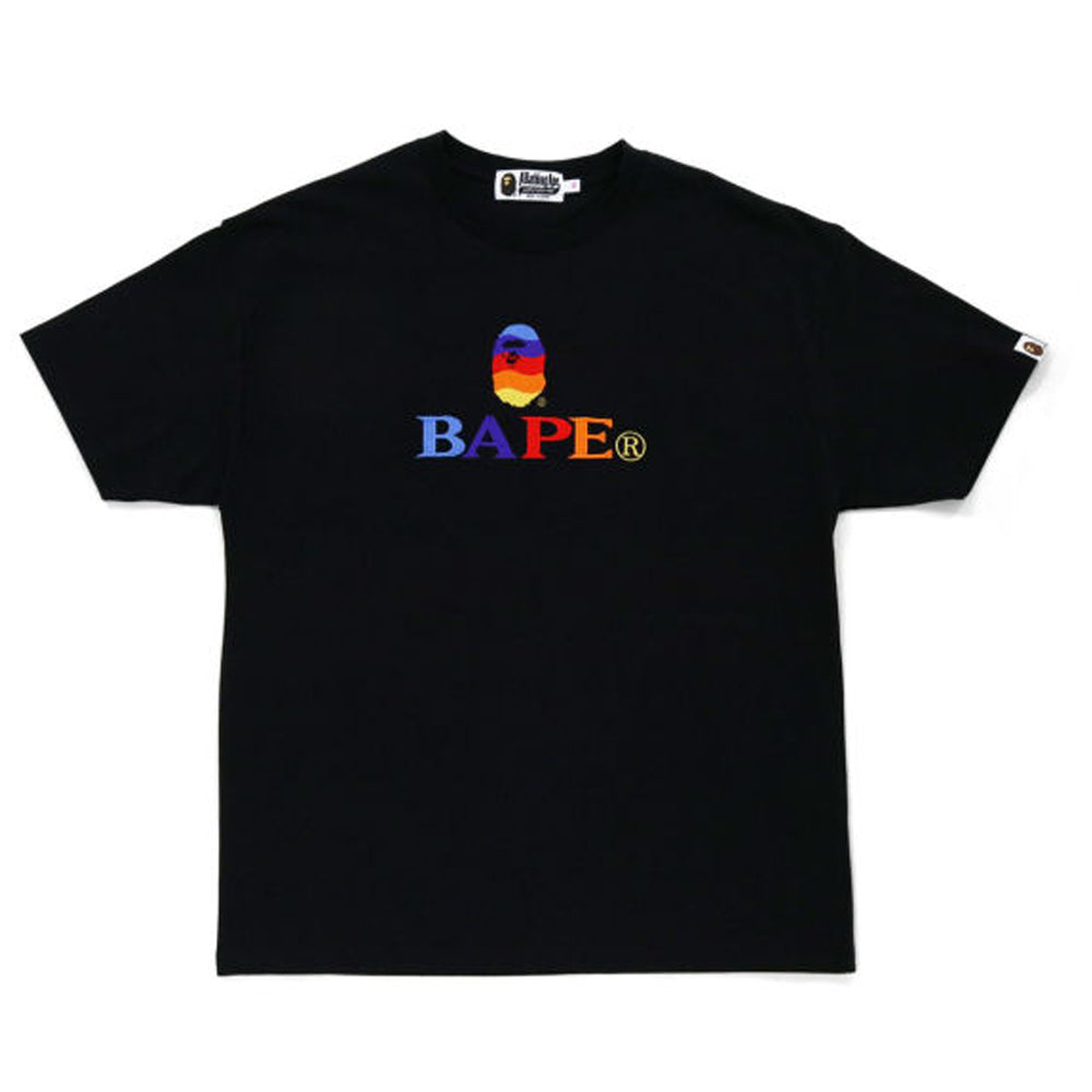 Bape Embroidered Logo Tee Black-PLUS