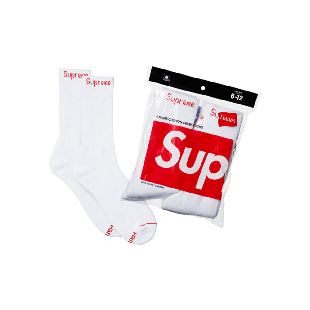 Supreme Hanes Crew Socks (4 Pack) White-PLUS