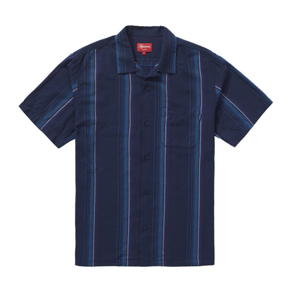 Supreme Vertical Stripe S/S Shirt Navy-PLUS